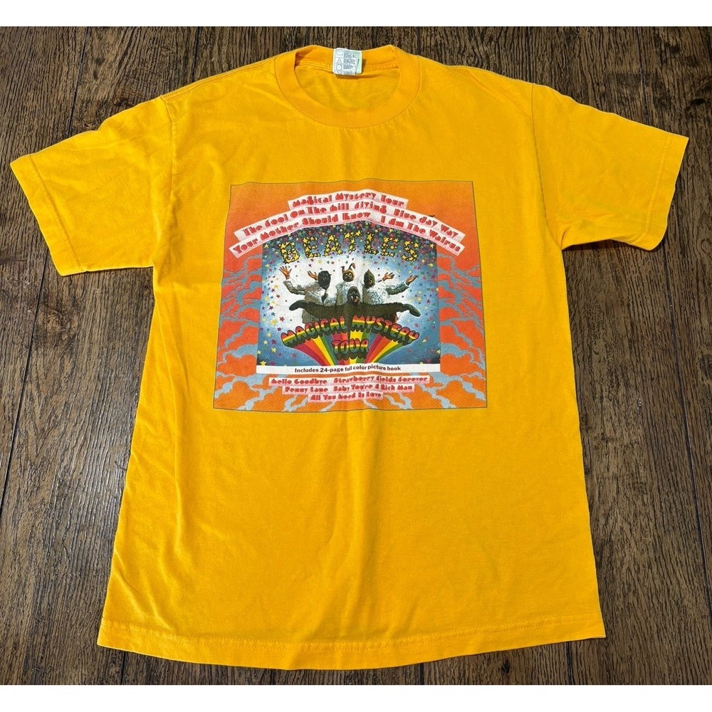 Rare Vintage Yellow Beatles "MAGICAL MYSTERY TOUR" Tee Shirt 2005 size M